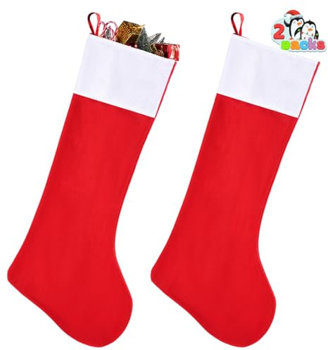 JOYIN 2 Stück 96,5 cm Jumbo Filz Weihnachtsstrumpf - Nikolausstrumpf -Nikolausstiefel für Weihnachtsdekoration Geschenkbeutel