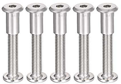 sourcing map Lot de 5 vis de fixation pour trou de 10 mm de diamètre, mâle M8 x 50 mm de diamètre pour boucle de ceinture en cuir et acier au carbone