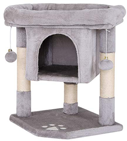 lionto Árbol rascador para Gatos Altura 60 cm, Gris Claro