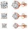 Orecchini Donna, 3 Paia Orecchini Donna Argento 925 Punto Luce, Orecchini a Perno in Argento Sterling 925 con Pietre Opali Orecchini a Lobo, Placcato Rosato Confezione Regalo - ChicSilver