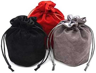 zmgmsmh Drawstring Dice Bag Chess bag small pouch hold chess pieces velvet Fabric Dice Pouch cosplay coin pouch Velvet Jewelry Bag Red/Grey/Black (3, Multicolor)