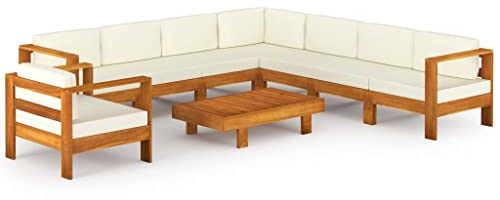 vidaXL 9-teiliges Garten-Lounge-Set mit Kissen 100 x 60 cm Akazienholz