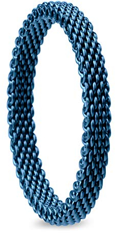 BERING Innenring schmal Edelstahl Mesh Milanaise eisblau 551-71-X1, Größe:9