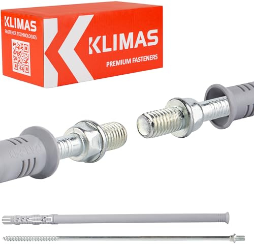 KLIMAS Rahmendübel 12x300mm mit Schraube 8x305mm (Gewindekopf M8) Fallrohrhalter Schraubrohrschelle (25 Stück)