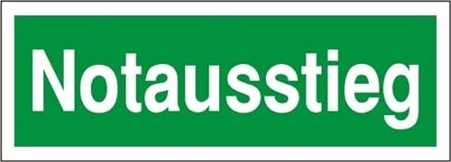 Fluchtweg Notausgang Schild Aufkleber nachleuchtend Rettungszeichen, Größe: Text Notausstieg