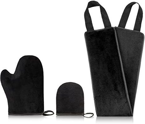 3 in 1 Self Tanning Mitt Set,Tan Mitt Applicator Reusable Tanning Glove for Self Tan Back Applicator(black)