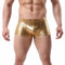 JFAN Herren Boxershorts mit Bulge Pouch Shiny Metallic Optik Sexy Unterwäsche für Männer(Gold,M)