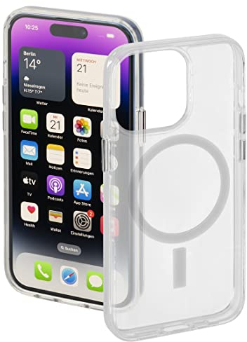 Hama Hülle für Apple iPhone 14 Pro kompatibel mit MagSafe (Magnetische Hülle für induktives Laden, Handyhülle schützt vor Stößen, Kratzern und Schmutz, durchsichtiges Case aus TPU) transparent