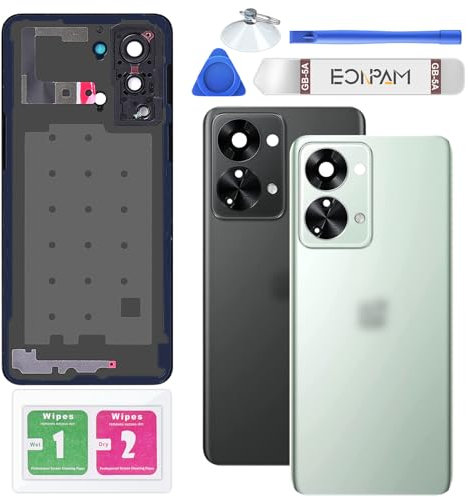 Eonpam Akkufachdeckel Rückseite Glas Ersatz für Oneplus Nord 2T Reparatursatz Original Akkudeckel Ersatz der Rückenschale (Jade Fog)