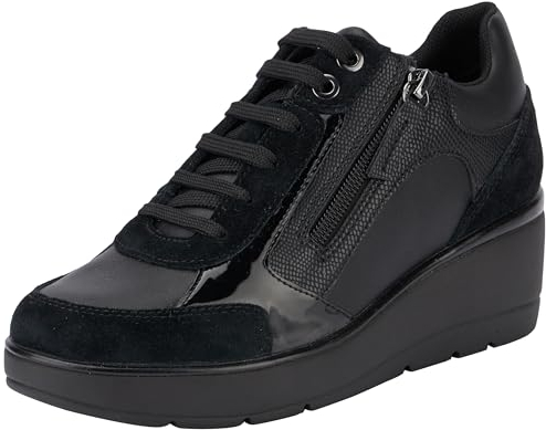 Geox Femme D Ilde C Basket, Noir, 38 EU