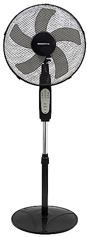 Melchioni Family | Standventilator mit Fernbedienung und programmierbarem Timer, mit 3 Geschwindigkeiten und 3 Modi, 5-Blatt-Lüfter, 40 cm Durchmesser, Schwarz