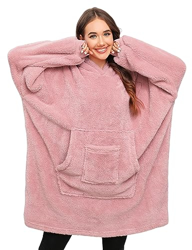 Tuopuda Sweat a Capuche Surdimensionnée, Sweat à Capuche Doux Pull Gaint TV Plaid, Sweat-Shirt Oversize Hoodie Adulte Femme Unisexe, Rose