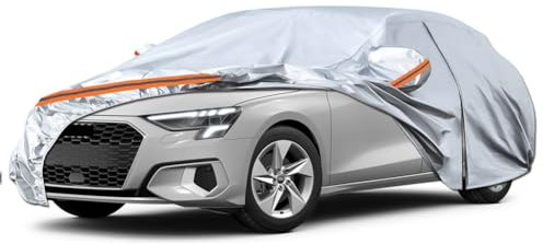 Autoabdeckung Wasserdicht Passend für VW Golf Audi A3 Dacia Sandero Seat Leon (Schrägheck-Modell), Atmungsaktiv Vollgarage Autoplane für Regen Sonne Staub Schutz Auto Abdeckplane Abdeckung