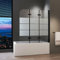 Duschwand für Badewanne 120 x 140 cm Schwarz 3-teilig Faltbar Duschtrennwand Trennwand Badewannenwand mit Eleganten weißen Gestreift Mit 6mm Nano Glas