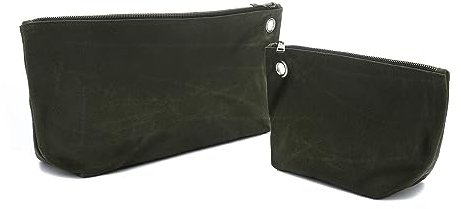 Multipurpose Tool Organizer Bag - 16OZ Canvas Tool Storage Pouch for Men Women | 1 Small + 1 Large | Army Green, Portable Carrier Bag for Coins Pliers Nuts