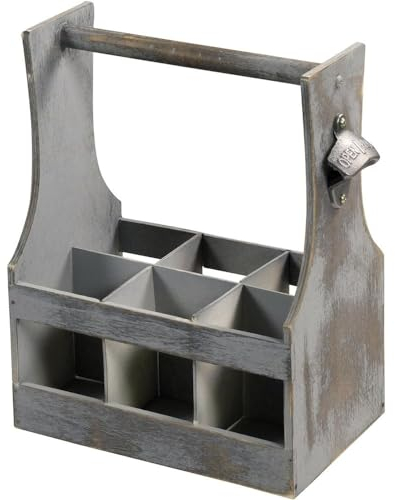 Kesper | Flaschenträger, Material: Holz, Maße: 25 x 32 x 16,8 cm, Farbe: Grau | 66265