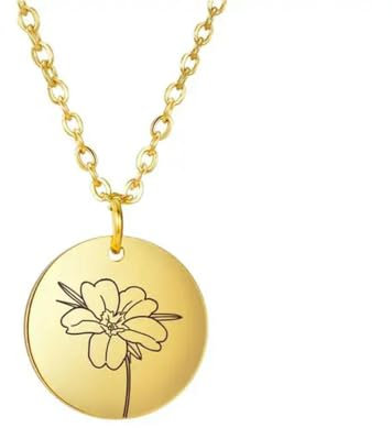 Geburt Blume Anhänger Halskette Frauen Edelstahl Flora Gladiolen Mohn Pfingstrose Rose Gänseblümchen Halskette personalisierter Schmuck