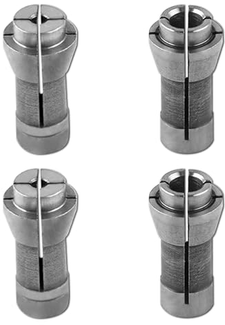LEONTOOL 4 Pcs Die Grinder Collet Grinding Machine Clamping Collet Adapter 1/4 and 1/8 Arbors Shank, 2 Pack 3mm and 2 Pack 6mm Grinding Machine Clamp Engraving Chuck Die Grinder Tool