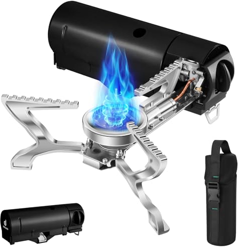 Odoland Foldable Camping Stove, 1400W Portable Butane Stove with Storage Bag, Great for Camping, Road Trip and Emergency Black