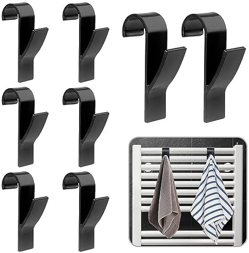 Zepitniy 8 Pièces Crochet Radiateur Crochet pour Radiateurs Crochet Radiateur Sèche Serviette Crochet de Radiateur Rond Radiateur Sèche-Serviettes Crochet Seche Serviette (Crochet F Noir)