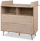 KHG Wickel-Kommode hell-braun mit 2 Schubladen modern Eiche-Optik, Kommode aus Holzwerkstoff Rattan-Optik, Aufsatz abnehmbar, Gestell aus Massivholz - 100 x 105 x 78 cm (B/H/T)