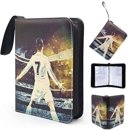 Ronronner Sammelalbum für Fußball, Karten Sammelalbum mit Reißverschluss und 50 Herausnehmbare Hüllen für 400 Karten – Ideal für Jungen von 6 bis 10 Jahren – Perfektes Fußball Geschenk (B)