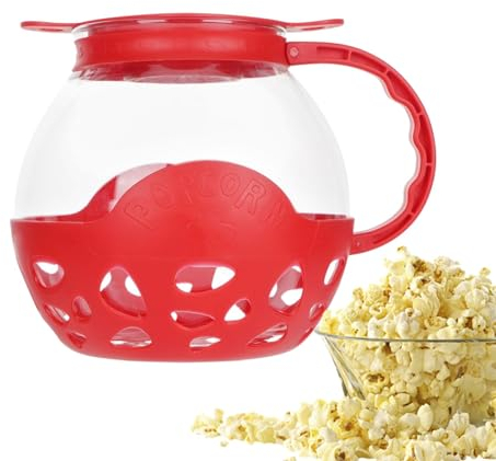 Glass Popcorn Cooking Gadget | Microwave Popcorn Jar | Reusable Popcorn Bucket | Small Glass Popcorn Maker, Sturdy Microwave Popcorn Cooking Gadget, Homemade Popcorn Bucket for Home Use