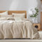 Freyamy Bettwäsche 200x220cm 3teilig Beige Unifarben Einfarbig Bettwäsche Gewaschene Microfaser Weiche Bettwaren-Sets Uni Elegant Bettbezug mit Reißverschluss und 2 Kissenbezug 80x80cm