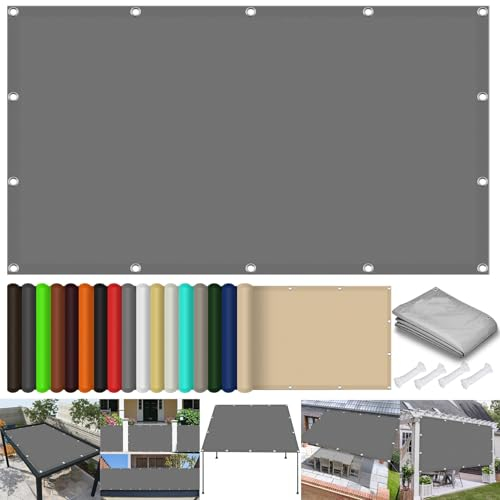 Sonnensegel inkl Befestigungsseile 150 x 200 cm,98% Uv Schutz Reißfest Wetterfest, Wasserdicht, Langlebiges, Sonnensegel für Gartenpavillon,Für Terrasse Garten, Hellgrau