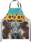 Hochland Kuh Schürze 78x66 (LxW) Kuhfell Küchenschürze Sonnenblume Chef Schürze Kuh Pelz Druck Kochschürze Rustikale Blaue Holzscheune Tür Küche Lätzchen Lustige Bauernhof Tiere Lätzchen Schürze