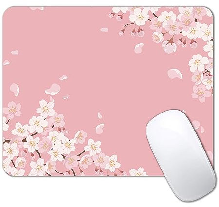 JIMOWANG Cute Sakura Cherry Blossom Gaming Mouse Pad Smooth Surface Mousepad Rubber Mouse Pads 9.5 X 7.9 Inch