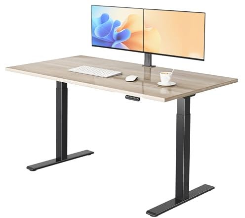 E.For.U® Höhenverstellbarer Schreibtisch 160x80 cm, 2 Motoren, Stabiler Schreibtisch Höhenverstellbar Elektrisch mit 2-Fach-Teleskop, 3 Memory-Steuerung, Mit Tischplatte (Schwarz + Nussbaum)