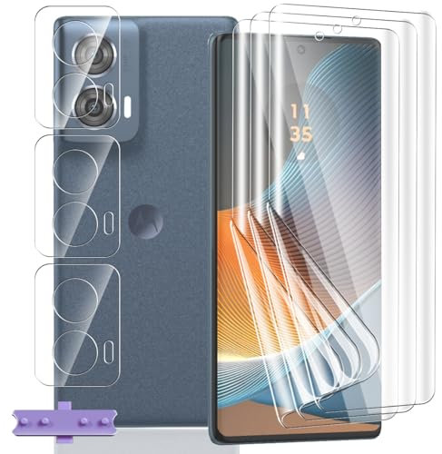 Yieehhow [3+3 Piezas] Protector Pantalla para Motorola Moto Edge 50 Fusion, HD Película TPU Suave y Cristal Templado Protector Cámara, Película Protectora Flexible para Moto Edge 50 Fusion