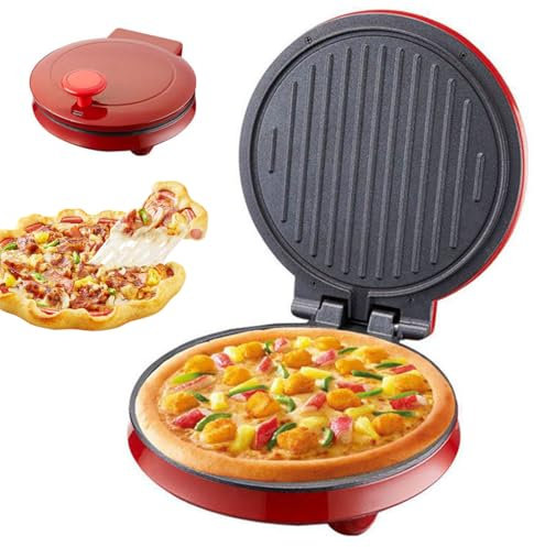 Electric Pizza Oven, 1000W Countertop Pizza Maker with Double-Sided Heating, Can be Opened 180 Degrees, Easy to clean, 23cm Pizza Maker Machine for Home, kitchen for 2-3 People