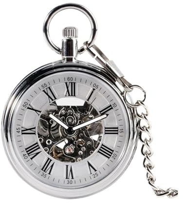 NVYRFS Automatische mechanische Taschenuhr for Herren, selbstaufziehende Taschenuhr, Kettenanhänger mit römischer Zahl