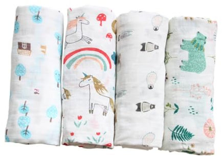 Beatifufu Babydecke Aus Bambusfasermaterial Für Neugeborene Wickeltuch Mit Cartoon-Muster Badetuch Und Schlafdecke Geeignet