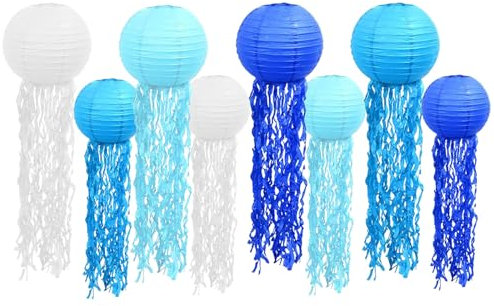 8 Stück Quallen Papierlaternen Papierlaterne Laterne Deko für Geburtstag Partydekorationen Meerjungfrau Geburtstag Deko Ozean Thema Party