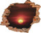 DesFoli Wandtattoo Sonnenuntergang Horizont - verschiedene Rahmentypen DW000198 Farbe Roter Stein Quadratisch, Größe 73 cm x 60 cm