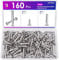 160PCS M4 Cupboard Joining Bolts, ANVINKU 31-40mm Cabinet Connectors (80PCS Binding Screws & 80PCS Connecting Sleeves), Nickel-Plated Steel Furniture Connector Bolts, Cabinet Screws for Furniture