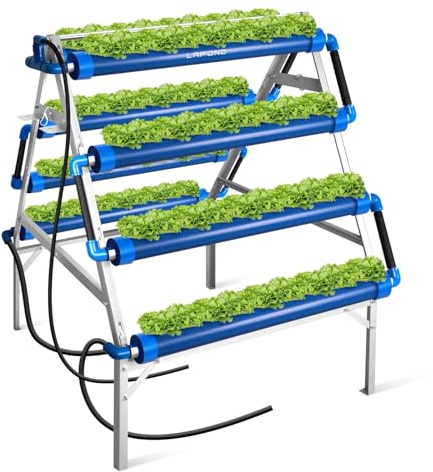 LAPOND A-Typ Hydroponics Growing System Kit mit 72 Pflanzstellen, Food-Grade PVC-U Rohre hydroponik für Gemüse und Kräuter