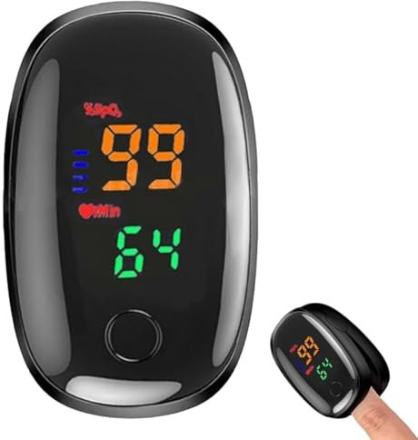 1 Pieza Monitor De Oxígeno En Sangre 2025 Mejorado, Medidor De Glucosa LED No Invasivo, Medidor De Oxígeno No Invasivo, Medidor De Glucosa, Monitor De Glucosa En Sangre (Negro)