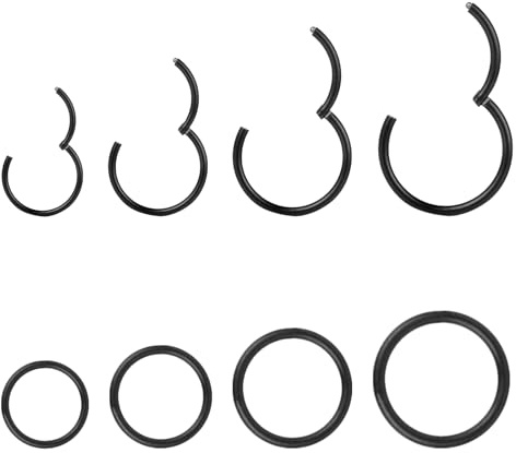 sawyofu 8PCS 16G Silver Nose Ring Hoop Titanium Thin Nose Septum Lip Rings Piercing Jewellery Cartilage Tragus Earrings 6/8/10/12mm