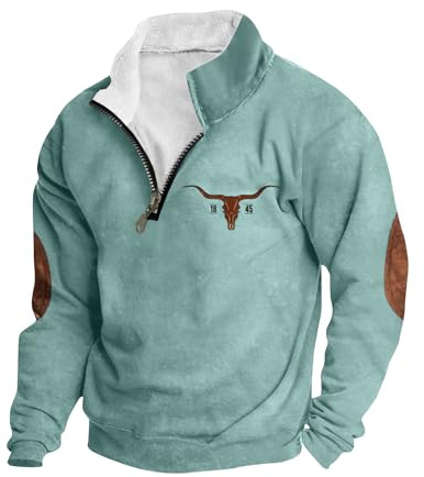 Felpa Uomo Zip Leggera Felpe Offerta Pullover Uomo con Rivestimento in Pile Maglie Senza Cappuccio Maglioni e Felpe Manica Lunga Moda Pullover Vintage Etnico Sweatshirt Sportiva Casual Maglione
