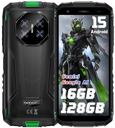 DOOGEE Fire 3 Pro Rugged Smartphone Android 15, 16GB+128GB/2TB Telefono Indistruttibile, 8350mAh Cellulare Antiurto, 5.5 Display, 16MP+8MP, Dual SIM 4G/NFC/OTG/FACE ID/GPS/Widevine L1/3.5mm Jack