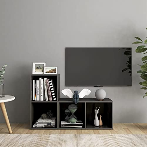 ZQQLVOO TV-Schränke 2 STK. Hochglanz-Grau tv möbel lowboard Sideboard hängend Sideboard tv 72x35x36,5 cm Holzwerkstoff