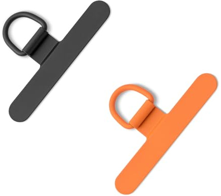 CHUQING Handykette Halterung Universal Pads Handy Patch Schwarz Orange | Handykettenhalterung für vollumfassende Handyhüllen, werkzeugfrei und rückstandslos montierbar, stört keinen Ladevorgang