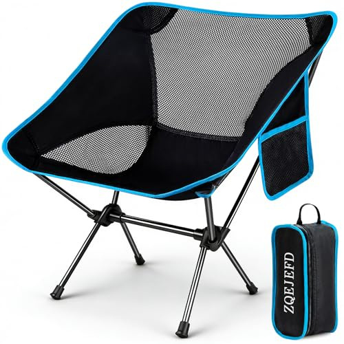 ZQEJEFD Chaise de Camping Pliable, Chaise Pliante Portable Légère avec Sac de Transport, Charge Maximale 120kg, Ultra Légère Chaise de Plage Pliable pour Les Voyages, Randonnée, Camping, Pique-Nique