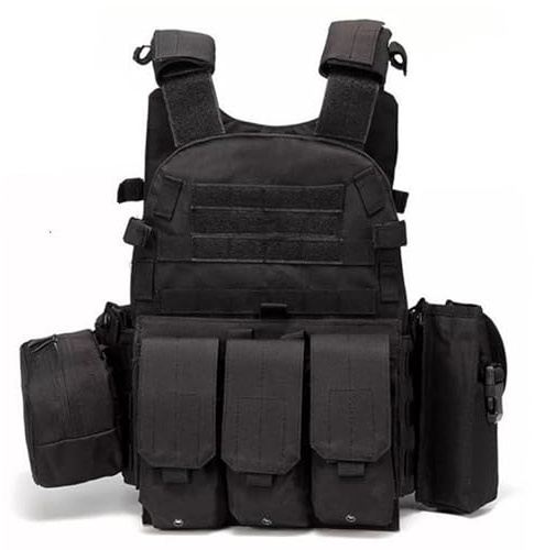 NIDONE Multifunctional Airsoft Vest, Molle Plate Carrier Adjustable Breathable Paintball Vest for Outdoor Field & Security Guard Training