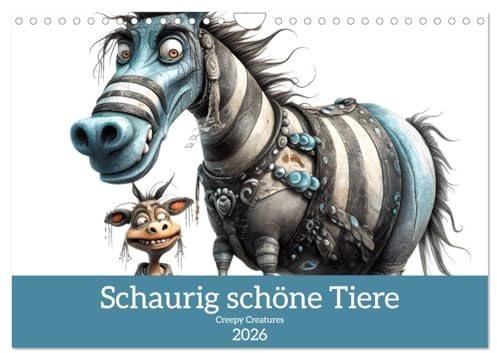 Creepy Creatures (Wandkalender 2026 DIN A4 quer), CALVENDO Monatskalender: Schaurig schöne Tiermotive (CALVENDO Tiere)