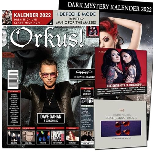 Orkus!-Edition mit XL-Orkus-KALENDER 2022 „Dark Mystery + 2 CDs: DEPECHE-MODE-Tribute-CD V.A. „MUSIC FOR THE MASSES“ und V.A. „THE DARK HITS OF TOMORROW Vol. 2“! Orkus Nr. 1/2022